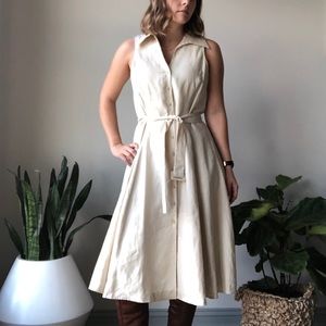 Vintage 100% Linen Button-Down Dress